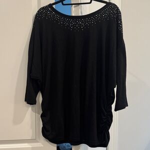 Faded Glory Black Blouse with Sparkling Accents